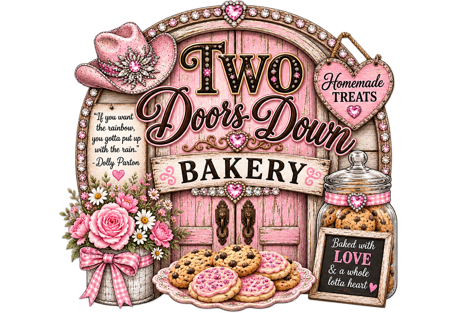 Two Doors Down Bakery logo