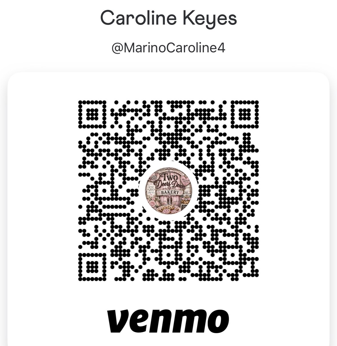 Venmo QR code for Caroline Keyes, @MarinoCaroline4